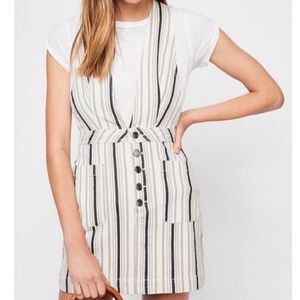 FREE PEOPLE OLD SCHOOL LOVE DENIM STRIPED OVERALL SKIRT JUMPER